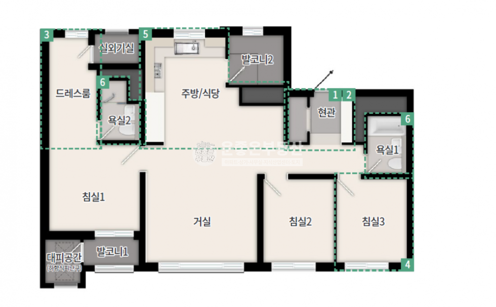 충남 아산시 탕정면 갈산리 103동 무피 추천매물 ,고층의 광장뷰 ,먼저 선점하세요 분양 매물번호 10039 사진 2